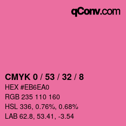 Code couleur: CMYK 0 / 53 / 32 / 8 | qconv.com