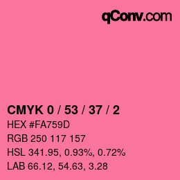 颜色代码: CMYK 0 / 53 / 37 / 2 | qconv.com