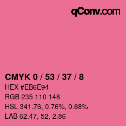 カラーコード: CMYK 0 / 53 / 37 / 8 | qconv.com