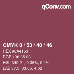 Color code: CMYK 0 / 53 / 40 / 46 | qconv.com