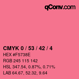 カラーコード: CMYK 0 / 53 / 42 / 4 | qconv.com