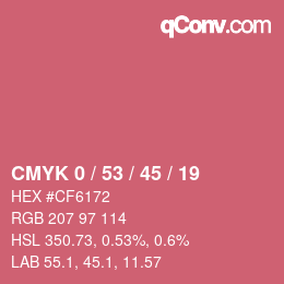 カラーコード: CMYK 0 / 53 / 45 / 19 | qconv.com