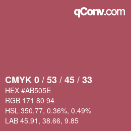 颜色代码: CMYK 0 / 53 / 45 / 33 | qconv.com