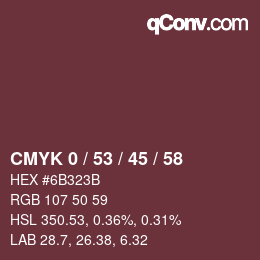 Farbcode: CMYK 0 / 53 / 45 / 58 | qconv.com