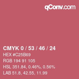 Color code: CMYK 0 / 53 / 46 / 24 | qconv.com