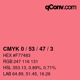 Color code: CMYK 0 / 53 / 47 / 3 | qconv.com