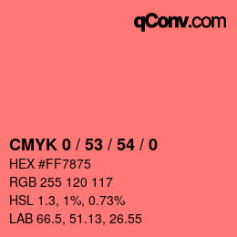 颜色代码: CMYK 0 / 53 / 54 / 0 | qconv.com