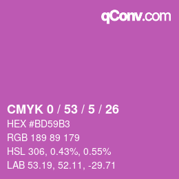 カラーコード: CMYK 0 / 53 / 5 / 26 | qconv.com