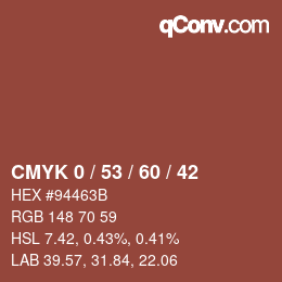 カラーコード: CMYK 0 / 53 / 60 / 42 | qconv.com