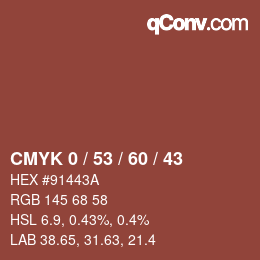 カラーコード: CMYK 0 / 53 / 60 / 43 | qconv.com