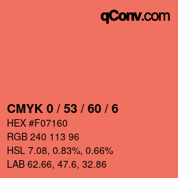 カラーコード: CMYK 0 / 53 / 60 / 6 | qconv.com