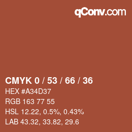 颜色代码: CMYK 0 / 53 / 66 / 36 | qconv.com