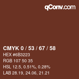 Color code: CMYK 0 / 53 / 67 / 58 | qconv.com