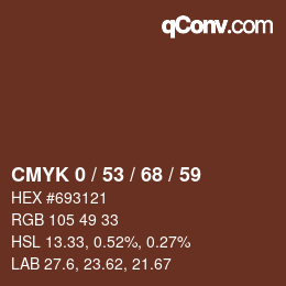 Color code: CMYK 0 / 53 / 68 / 59 | qconv.com