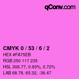 カラーコード: CMYK 0 / 53 / 6 / 2 | qconv.com