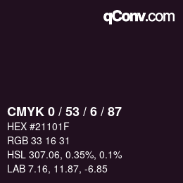 カラーコード: CMYK 0 / 53 / 6 / 87 | qconv.com
