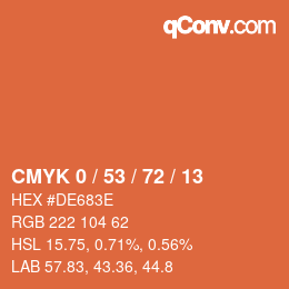 Código de color: CMYK 0 / 53 / 72 / 13 | qconv.com