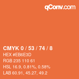 Farbcode: CMYK 0 / 53 / 74 / 8 | qconv.com