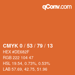 カラーコード: CMYK 0 / 53 / 79 / 13 | qconv.com