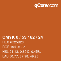 Color code: CMYK 0 / 53 / 82 / 24 | qconv.com