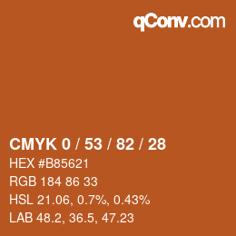颜色代码: CMYK 0 / 53 / 82 / 28 | qconv.com