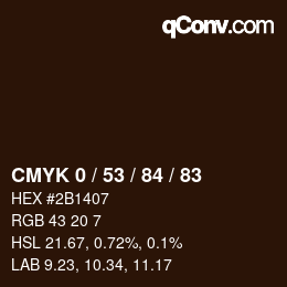 Color code: CMYK 0 / 53 / 84 / 83 | qconv.com