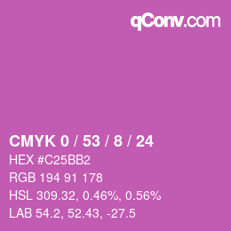 カラーコード: CMYK 0 / 53 / 8 / 24 | qconv.com