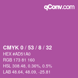 カラーコード: CMYK 0 / 53 / 8 / 32 | qconv.com