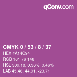 カラーコード: CMYK 0 / 53 / 8 / 37 | qconv.com