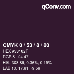 カラーコード: CMYK 0 / 53 / 8 / 80 | qconv.com
