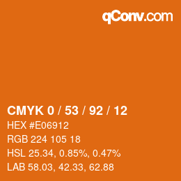 カラーコード: CMYK 0 / 53 / 92 / 12 | qconv.com