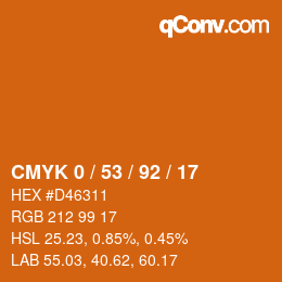 カラーコード: CMYK 0 / 53 / 92 / 17 | qconv.com