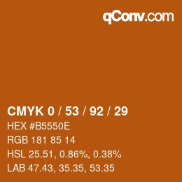 カラーコード: CMYK 0 / 53 / 92 / 29 | qconv.com