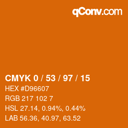 カラーコード: CMYK 0 / 53 / 97 / 15 | qconv.com