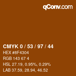 Farbcode: CMYK 0 / 53 / 97 / 44 | qconv.com