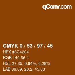 颜色代码: CMYK 0 / 53 / 97 / 45 | qconv.com