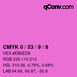 カラーコード: CMYK 0 / 53 / 9 / 8 | qconv.com