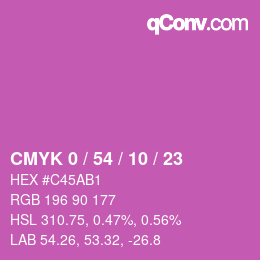 カラーコード: CMYK 0 / 54 / 10 / 23 | qconv.com