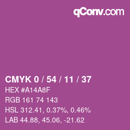 カラーコード: CMYK 0 / 54 / 11 / 37 | qconv.com