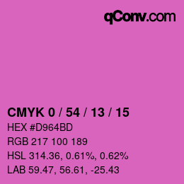 カラーコード: CMYK 0 / 54 / 13 / 15 | qconv.com