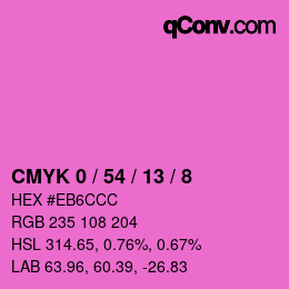 カラーコード: CMYK 0 / 54 / 13 / 8 | qconv.com