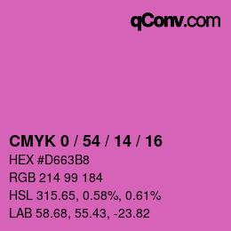 カラーコード: CMYK 0 / 54 / 14 / 16 | qconv.com
