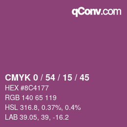 颜色代码: CMYK 0 / 54 / 15 / 45 | qconv.com