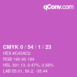 カラーコード: CMYK 0 / 54 / 1 / 23 | qconv.com