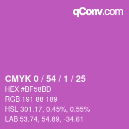 カラーコード: CMYK 0 / 54 / 1 / 25 | qconv.com