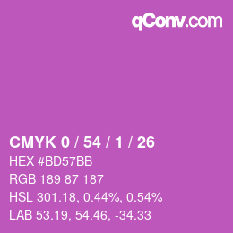 カラーコード: CMYK 0 / 54 / 1 / 26 | qconv.com