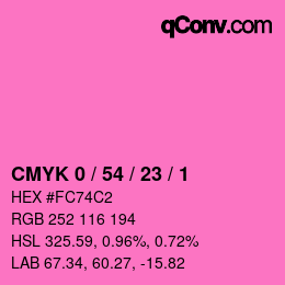 カラーコード: CMYK 0 / 54 / 23 / 1 | qconv.com
