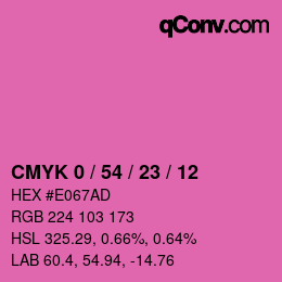カラーコード: CMYK 0 / 54 / 23 / 12 | qconv.com