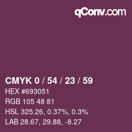 カラーコード: CMYK 0 / 54 / 23 / 59 | qconv.com