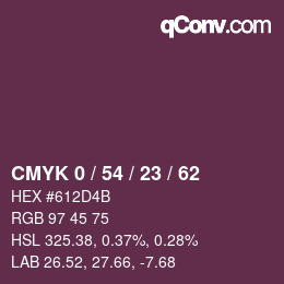 カラーコード: CMYK 0 / 54 / 23 / 62 | qconv.com